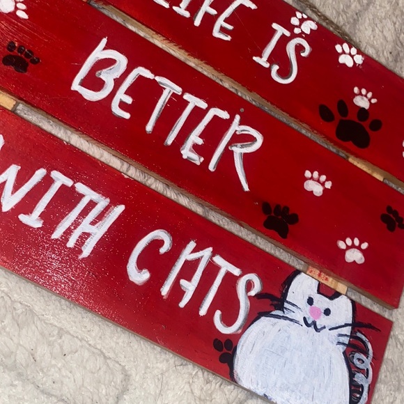 Cat 🐱 Lover’s Sign Hand Painted Fun Decor - Picture 2 of 3